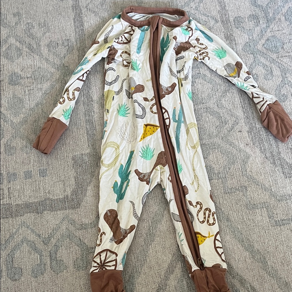 Little Sleepies One Piece with Brown and Green Accents